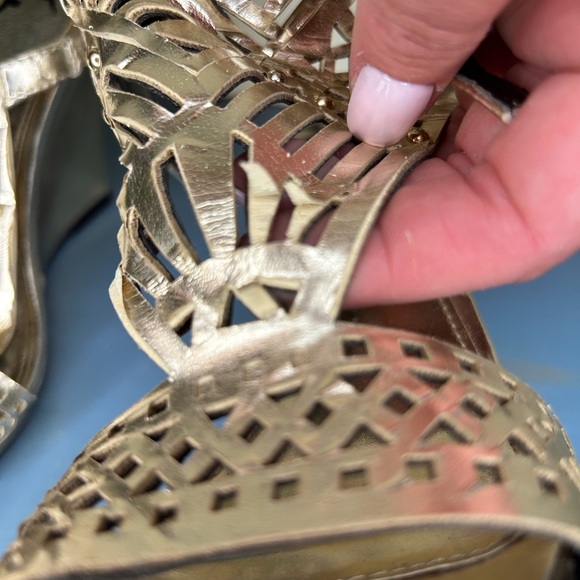 LFL Metallic Gold Wedge Sandals - Picture 8 of 9